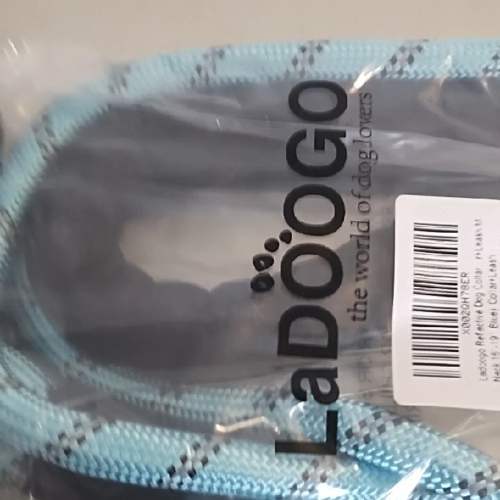 Blue Dog Collar and Leash Set Medium Size Dog NEW Reflective Padded